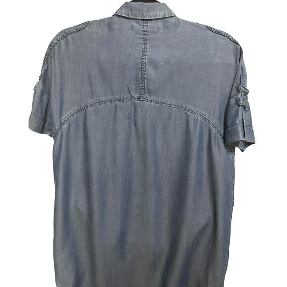Allsaints Mel Dress Button Down Short Sleeves Mini Light Indigo Blue Size 4 - Picture 10 of 14